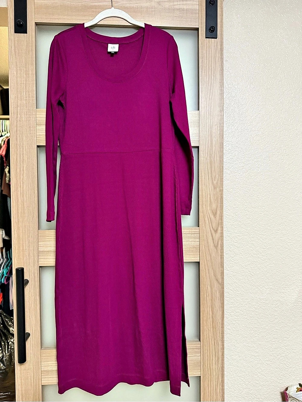 cabi Any Day Dress Ribbed Maxi Dress Pink Medium